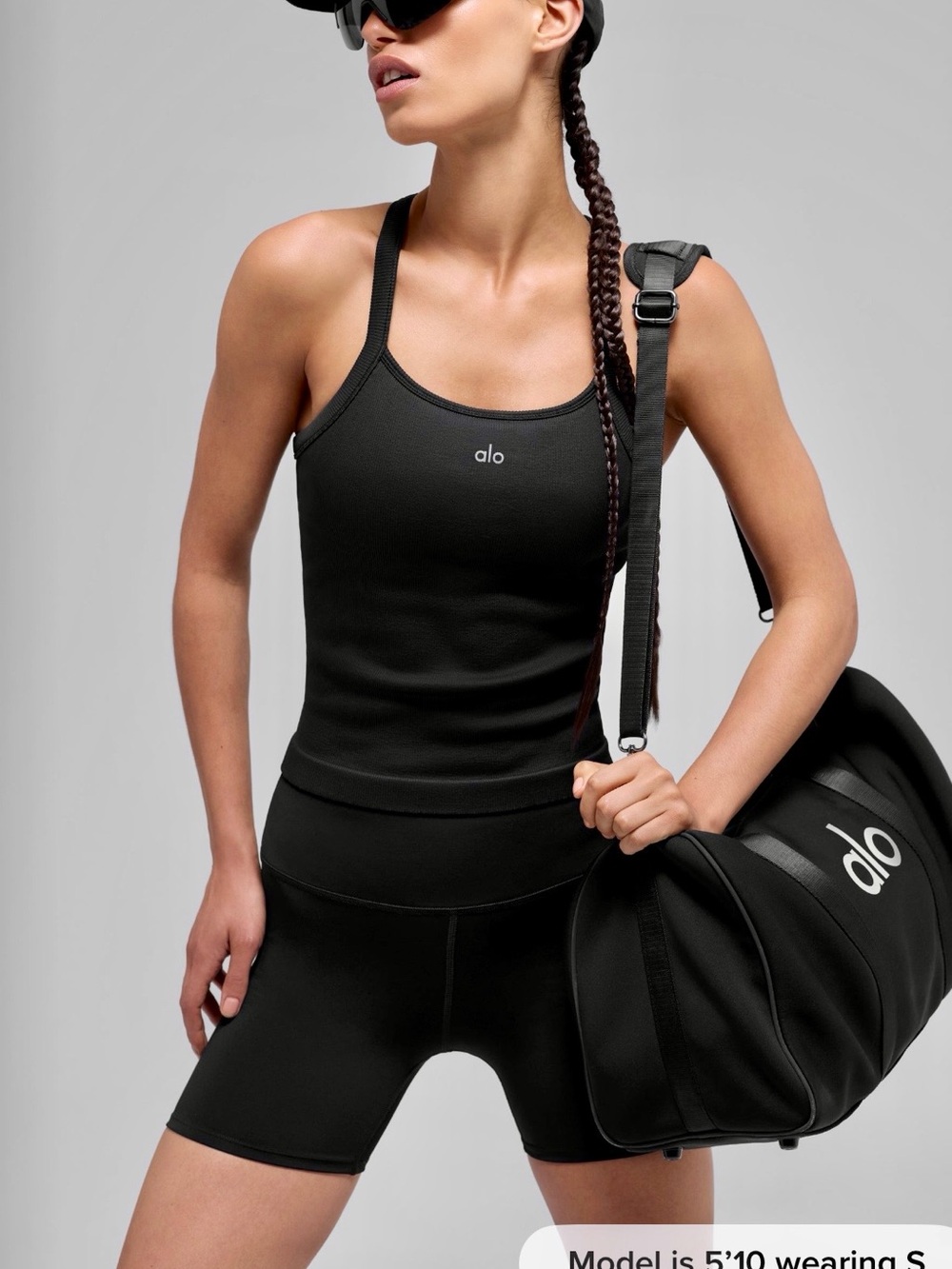 ALO Yoga Black Seamless Slim Tank - Minimal Logo